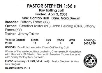 2011 Harness Heroes #15 Pastor Stephen Back